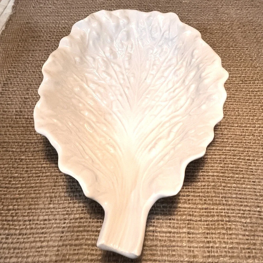 Vintage Mirimar of California Ceramic Cabbage Bowl & Leaf Set White 334 & 335 - Picture 3 of 14